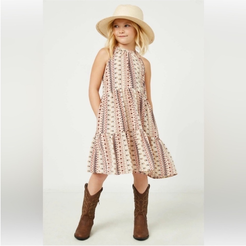 Hayden Floral Tiered Sleveless Dress. Girl’s Size XL-13/14 Cream/Rust/Navy EUC
